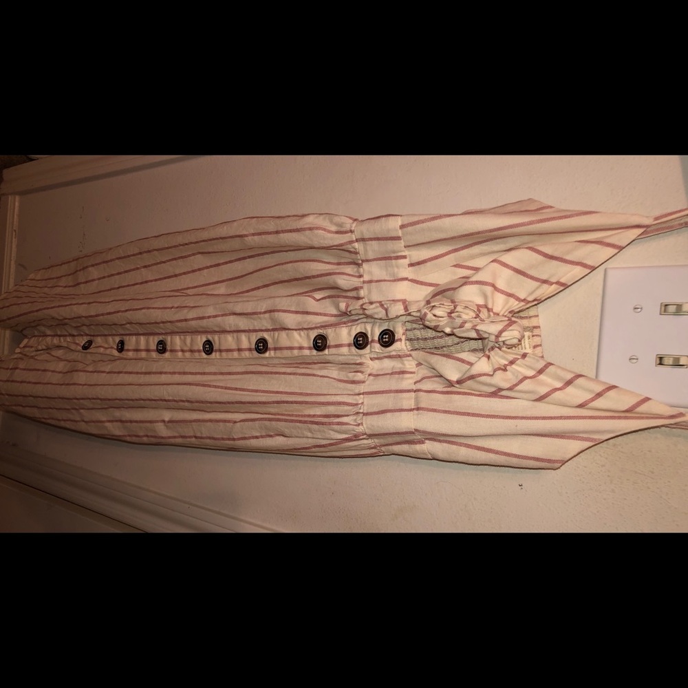 pink and white striped dress